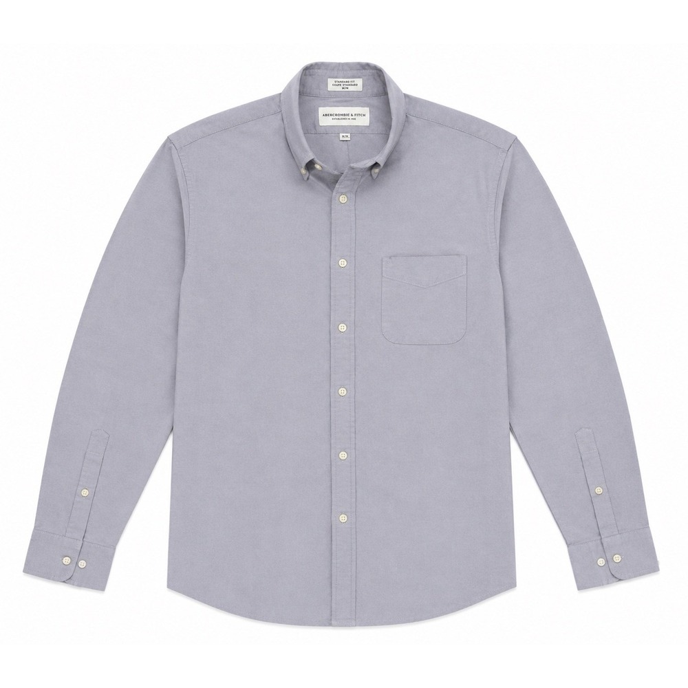 Peterborough Row Mens Pinpoint Oxford Shirt 16-35 Grey Blue Made in USA Cotton